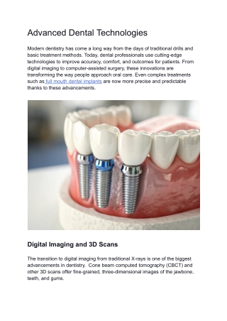 Advanced Dental Technologies