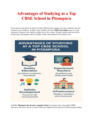 Advantages of Studying at a Top CBSE School in Pitampura