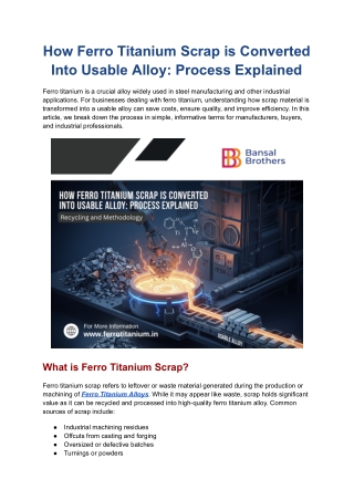 How Ferro Titanium Scrap is Converted Into Usable Alloy_ Process Explained