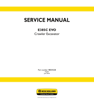 New Holland E385C EVO Crawler Excavator Service Repair Manual Instant Download