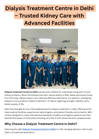 Dialysis Treatment Centre in Delhi | Advanced Kidney Care & Trusted Specialists