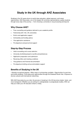 Study in uk through Ahz
