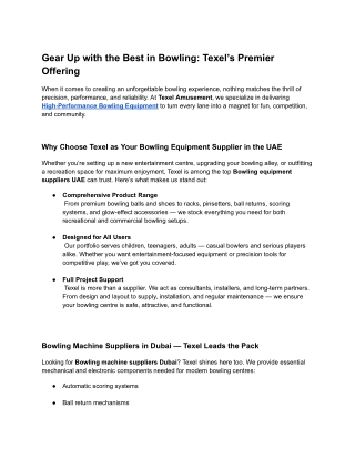 High-Performance Bowling Equipment Suppliers UAE