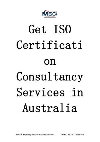 Get ISO Certification Consultancy Services in Australia