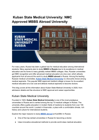 Kuban State Medical University_ NMC Approved MBBS Abroad University