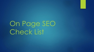 On Page SEO Check List