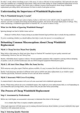 Debunking Common Misconceptions About Cheap Windshield Replacement