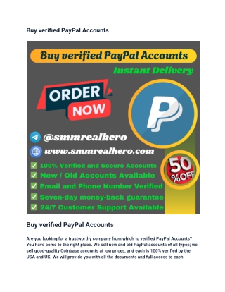 Buy verified PayPal Accounts