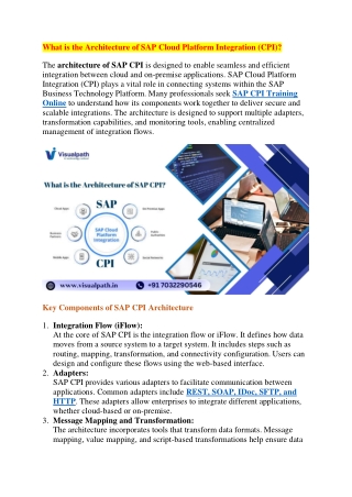SAP CPI Online Training In Hyderabad | Best SAP CPI