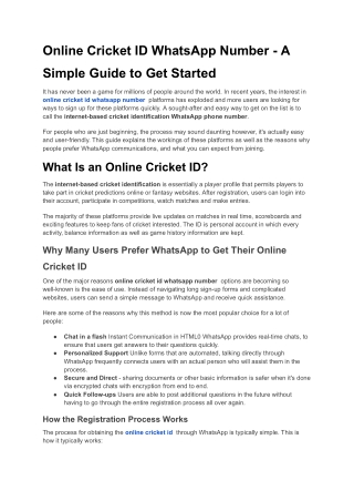 Online Cricket ID WhatsApp Number - A Simple Guide to Get Started