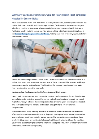 Why Early Cardiac Screening is Crucial for Heart Health