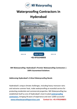 Waterproofing Contractors in Hyderabad