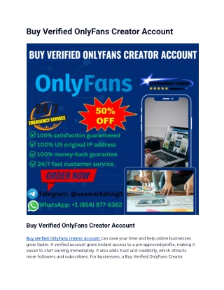 Buy Verified OnlyFans Creator Account