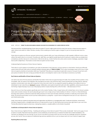 No More Shouting or Running! Enjoy the Ease of a Home Intercom System