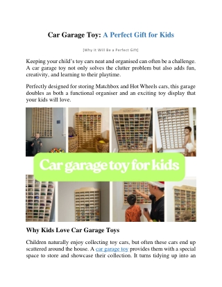 Car Garage Toy: A Perfect Gift for Kids