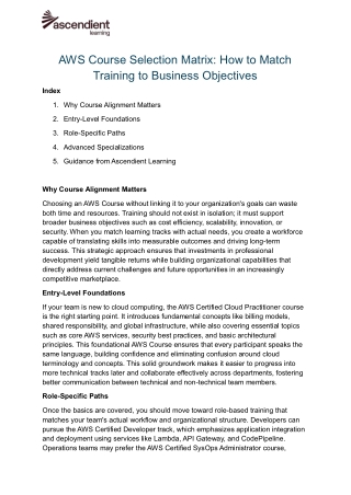 AWS Course Selection Matrix: How to Match Training to Business Objectives