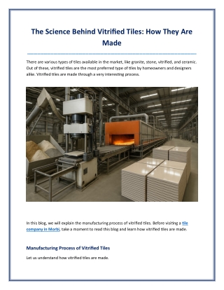 The Science Behind Vitrified Tiles: How They Are Made