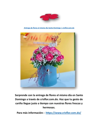 Entrega de flores el mismo día Santo Domingo | crisflor.com.do