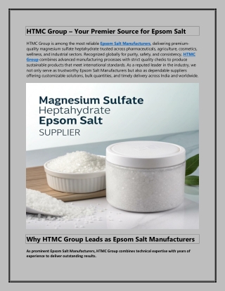 HTMC Group – Your Premier Source for Epsom Salt