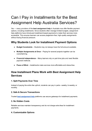 Can I Pay in Installments for the Best Assignment Help Australia Services
