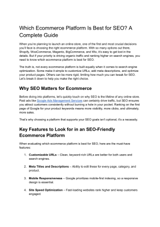 Which Ecommerce Platform Is Best for SEO_ A Complete Guide