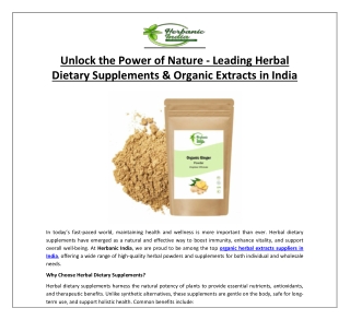 Unlock the Power of Nature - Leading Herbal Dietary Supplements