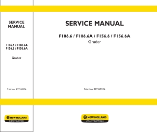 NEW HOLLAND F156.6A TIER3 GRADER Service Repair Manual Instant Download