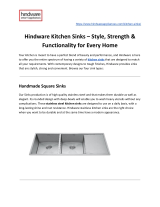 Hindware Kitchen Sinks – Style, Strength & Functionality for Every Home