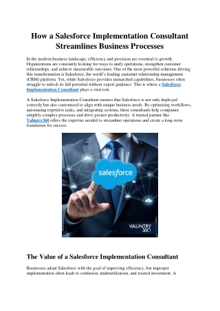 How a Salesforce Implementation Consultant Streamlines Business Processes