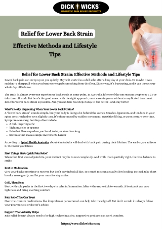 Relief for Lower Back Strain Effective Methods and Lifestyle Tips