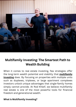 Multifamily Investing The Smartest Path to Wealth Building