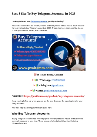 Best 3 Site To Buy Telegram Accounts In 2025