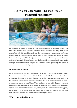 How You Can Make The Pool Your Peaceful Sanctuary