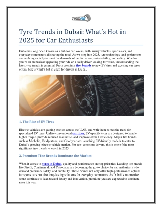 Tyre Trends in Dubai What’s Hot in 2025 for Car Enthusiasts