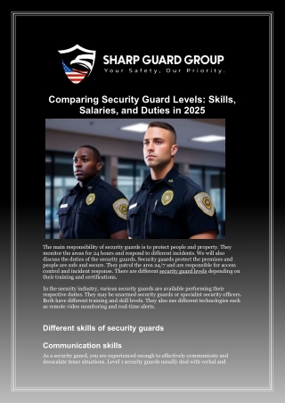 Comparing Security Guard Levels: Skills, Salaries, and Duties in 2025