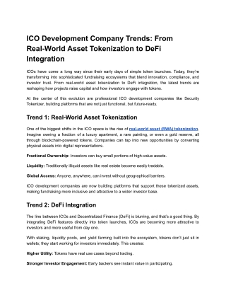 ICO Development Company Trends_ From Real-World Asset Tokenization to DeFi Integration