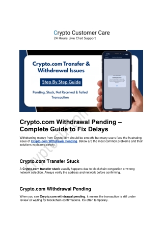 Crypto.com Withdrawal Pending – Fix Stuck Transfers & Delays