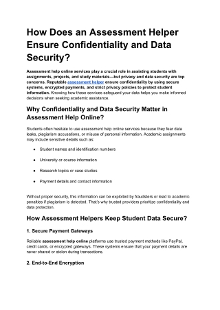 How Does an Assessment Helper Ensure Confidentiality and Data Security