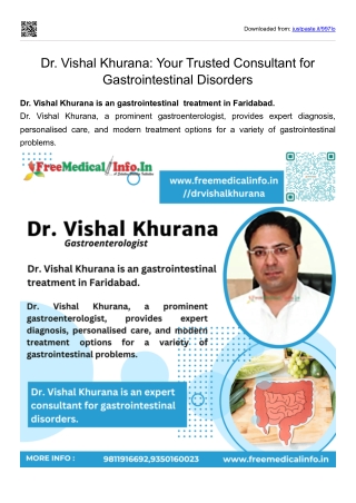 Dr. Vishal Khurana Your Trusted Consultant for Gastrointestinal Disorders