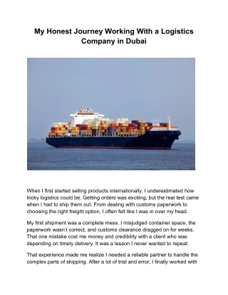 My Honest Journey Working With a Logistics Company in Dubai