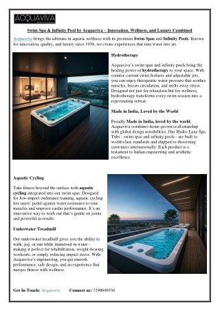 Swim Spa & Infinity Pool by Acquaviva