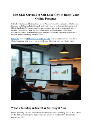 Best SEO Services in Salt Lake City to Boost Your Online Presence