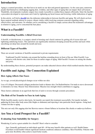 Facelifts and Aging: How They Collaborate