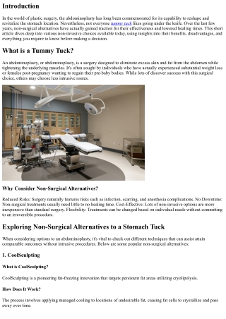 Exploring Non-Surgical Alternatives to an abdominoplasty