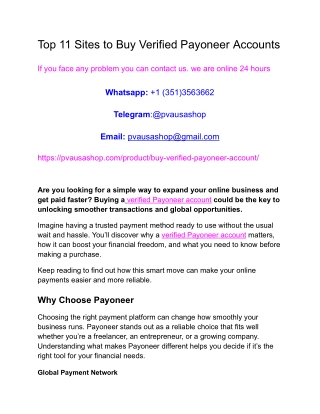 Top Place to Buy Verified Payoneer Accounts On usa