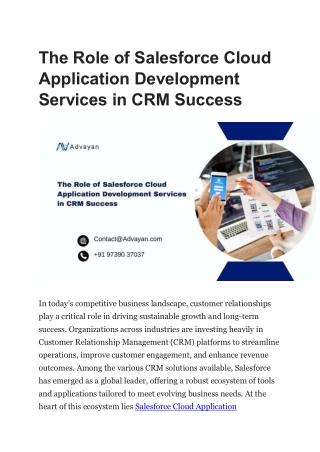 Salesforce Cloud Application Development Services