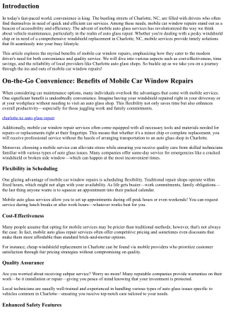 On-the-Go Convenience: Benefits of Mobile Car Window Repairs