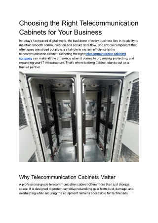 Choosing the Right Telecommunication Cabinets for Your Business