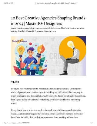 10 Best Creative Agencies Shaping Brands in 2025 _ MasterRV Designers