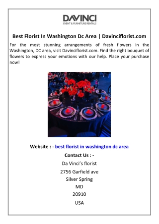 Best Florist In Washington Dc Area  Davinciflorist.com